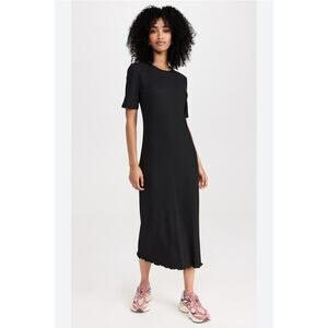 NWT Sweaty Betty Womens Black Ribbed Midi Dress S Minimalist Casual Athleisure
